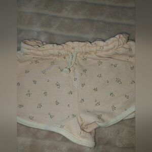 Floral Print Cream Shorts